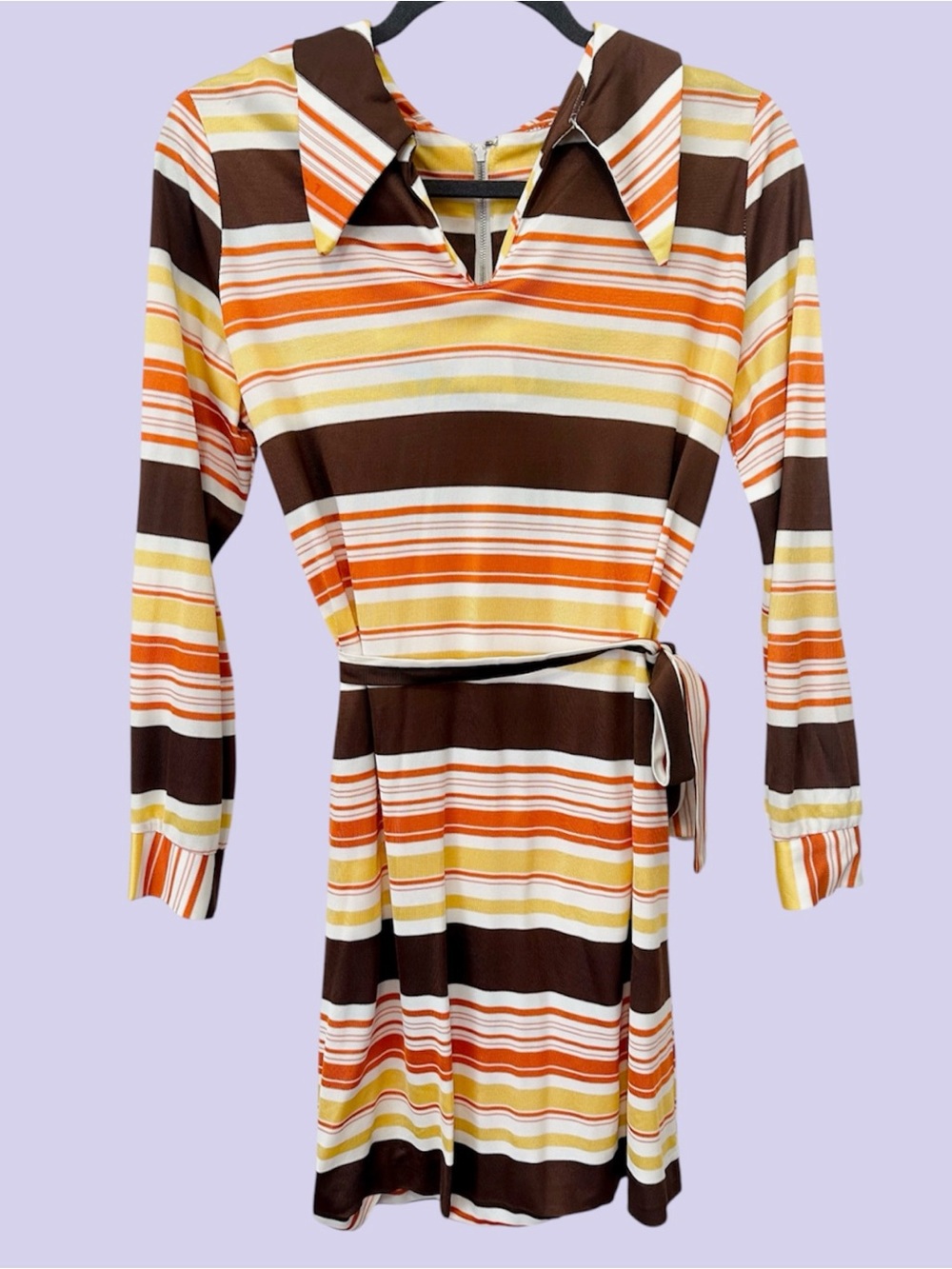 70s vintage stripe mini shirt dress